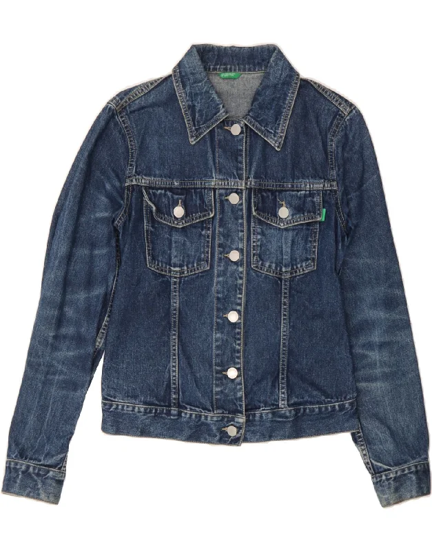 Sale For Women BENETTON Womens Denim Jacket UK 6 XS Blue Cotton