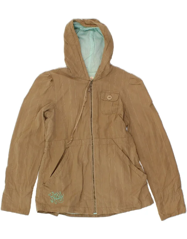 Women's High-Fashion Attire ROXY Womens Hooded Bomber Jacket UK 12 Medium Brown Striped Cotton Women's High-Fashion Attire ROXY Womens Hooded Bomber Jacket UK 12 Medium Brown Striped Cotton