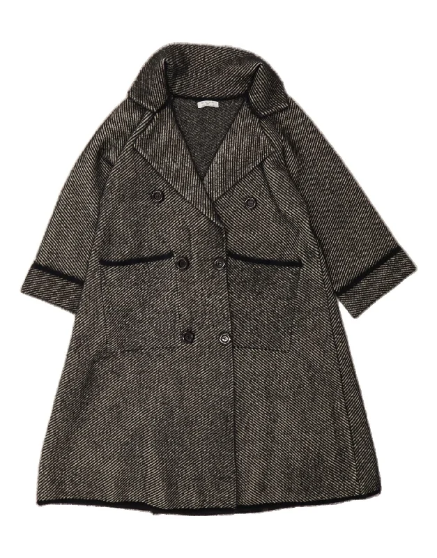 Sale Clothes Online D.E.C.K. BY DECOLLAGE Womens Overcoat UK 14 Medium Grey Striped Polyamide