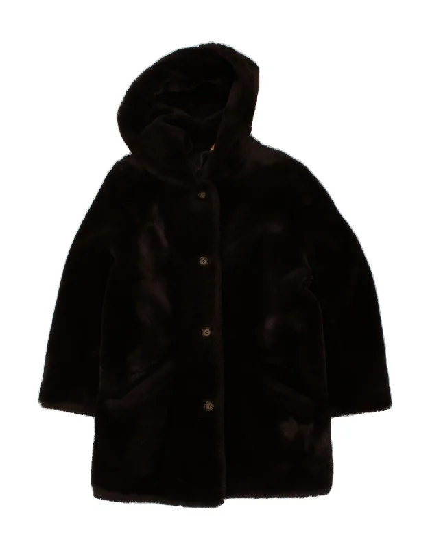 Women's Active Clothing VINTAGE Womens Hooded Faux Fur Overcoat UK 12 Medium Brown Acrylic Women's Active Clothing VINTAGE Womens Hooded Faux Fur Overcoat UK 12 Medium Brown Acrylic