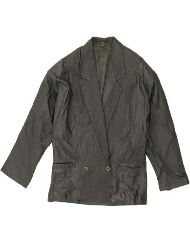 Comfortable Lounge Clothing VINTAGE Womens Double Breasted Leather Jacket IT 42 Medium Grey Leather Comfortable Lounge Clothing VINTAGE Womens Double Breasted Leather Jacket IT 42 Medium Grey Leather