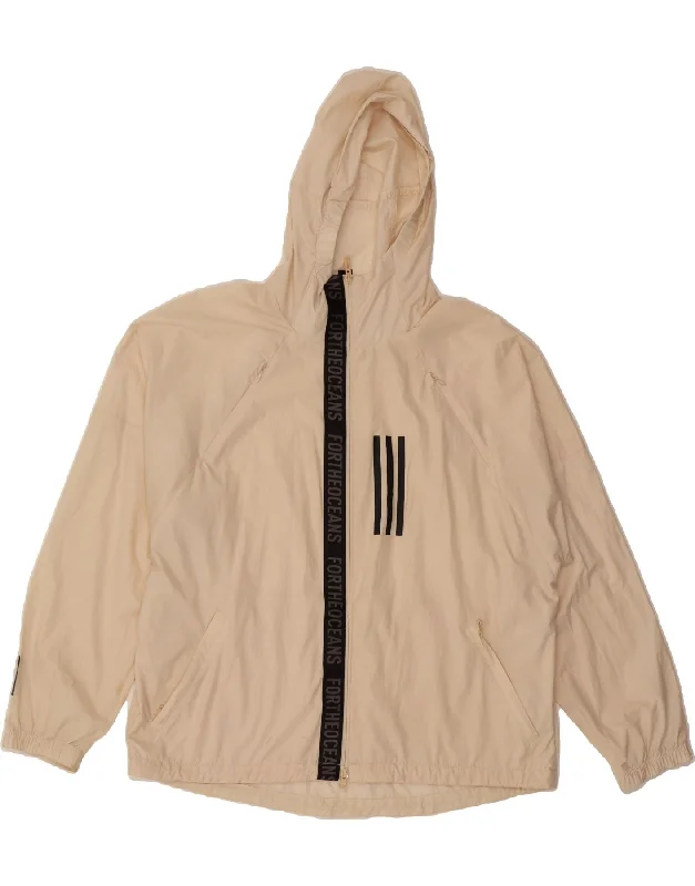Plus Size Women Wear ADIDAS Womens Graphic Hooded Rain Jacket UK 20/22 XL Beige Colourblock Plus Size Women Wear ADIDAS Womens Graphic Hooded Rain Jacket UK 20/22 XL Beige Colourblock