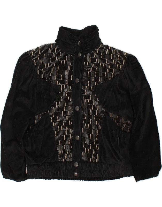 Women's Office Attire VINTAGE Womens Loose Fit Bomber Corduroy Jacket UK 14 Medium Black Striped Women's Office Attire VINTAGE Womens Loose Fit Bomber Corduroy Jacket UK 14 Medium Black Striped