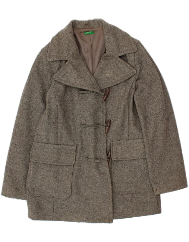 Trendy Women's Outfits for Casual Wear BENETTON Womens Duffle Coat UK 16 Large Grey Wool