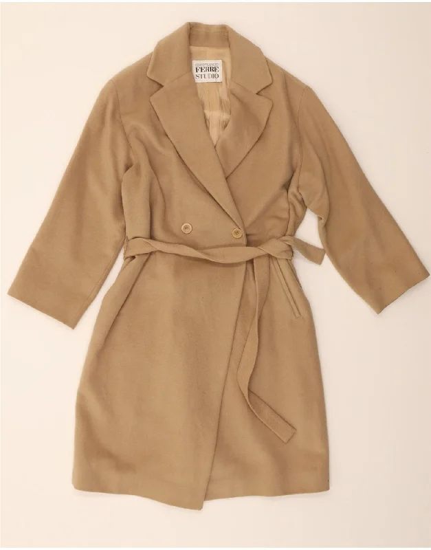 Women's High-Fashion Outfit GIANFRANCO FERRE Womens Overcoat UK 14 Large Beige Wool Women's High-Fashion Outfit GIANFRANCO FERRE Womens Overcoat UK 14 Large Beige Wool