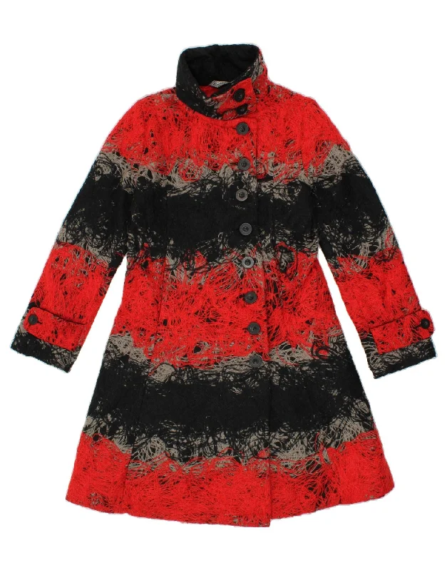 Women's High-Fashion Clothes DESIGUAL Womens Overcoat EU 40 Medium Red Colourblock Polyester Women's High-Fashion Clothes DESIGUAL Womens Overcoat EU 40 Medium Red Colourblock Polyester