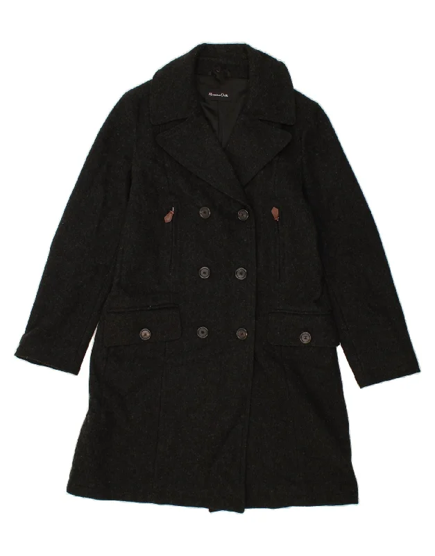Women's Plus-Size Outfit MASSIMO DUTTI Womens Double Breasted Coat UK 14 Medium Black Wool