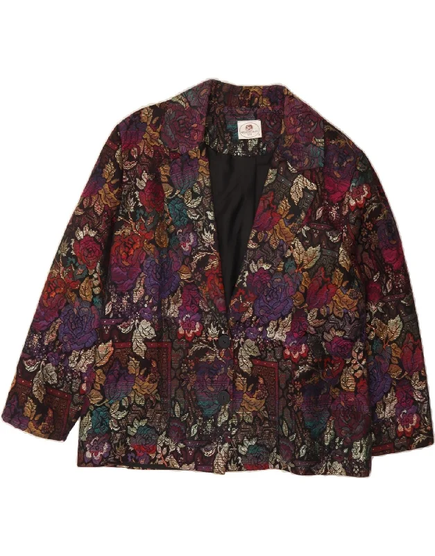 Affordable Online Boutique VINTAGE Womens 2 Button Blazer Jacket UK 16 Large Multicoloured Floral