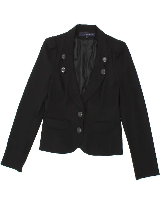 High End Fashion FRENCH CONNECTION Womens 2 Button Blazer Jacket UK 10 Small Black