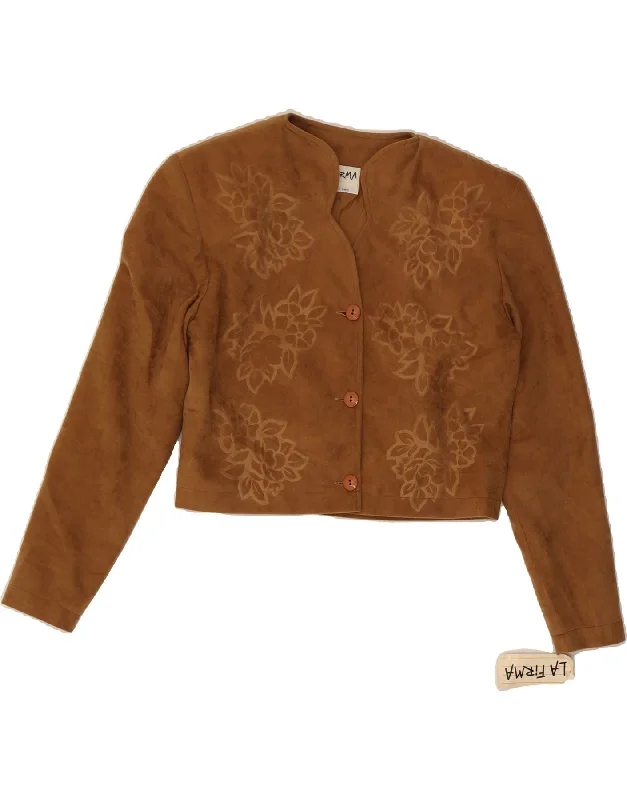 Stylish Women's Attire VINTAGE Womens Crop 3 Button Blazer Jacket IT 42 Medium Brown Floral Stylish Women's Attire VINTAGE Womens Crop 3 Button Blazer Jacket IT 42 Medium Brown Floral
