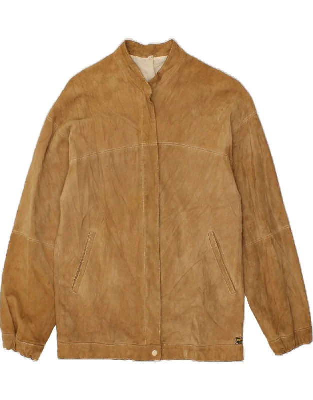 Online Boutiques Clothing VINTAGE Womens Suede Jacket IT 44 Medium Brown Leather