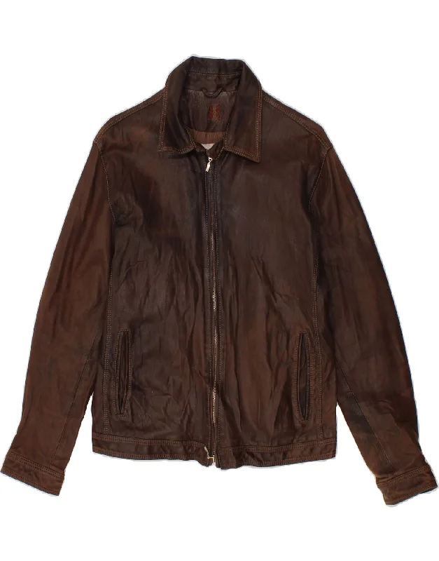 Chic Casual Wardrobe Essentials MABRUN Womens Leather Jacket IT 52 2XL Brown Leather