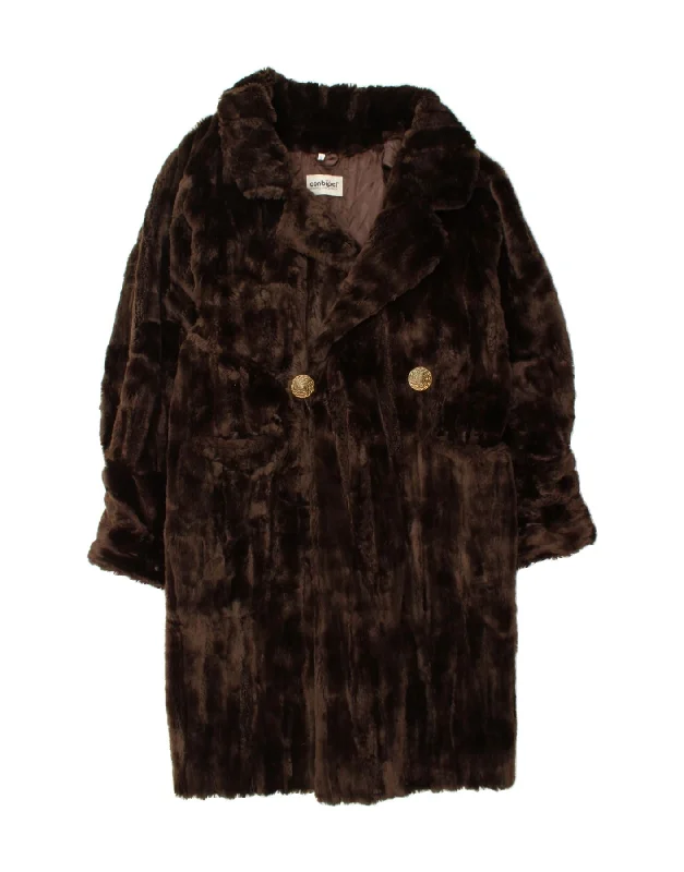 Comfortable Women's Clothing CONBIPEL Womens Oversized Faux Fur Overcoat UK 10 Small Brown Acrylic