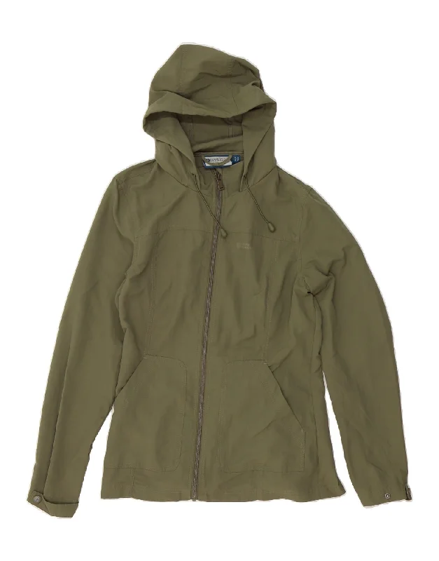 Vintage-Inspired Women's Clothes MOUNTAIN WAREHOUSE Womens Hooded Rain Jacket UK 10 Small Khaki Nylon