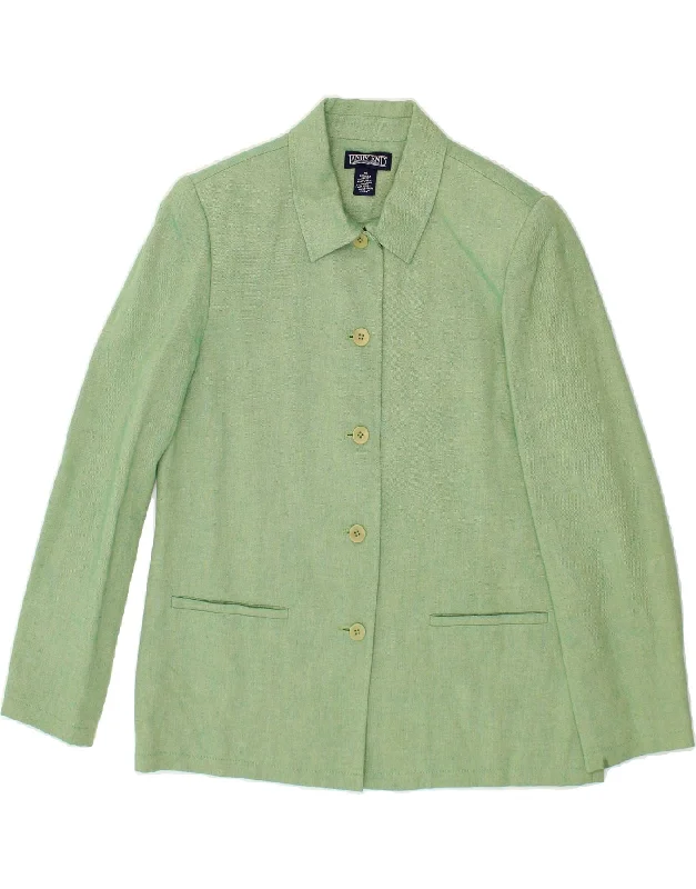 Free Spirited Fashion LANDS END Womens 5 Button Blazer Jacket US 10 Large Green Linen Free Spirited Fashion LANDS END Womens 5 Button Blazer Jacket US 10 Large Green Linen