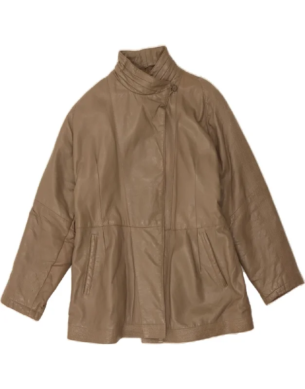 Women's Active Clothing VINTAGE Womens Leather Jacket UK 14 Medium Brown Leather