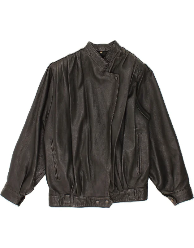 Seasonal Women's Fashion Trends VINTAGE Womens Leather Jacket UK 14 Medium Black Leather