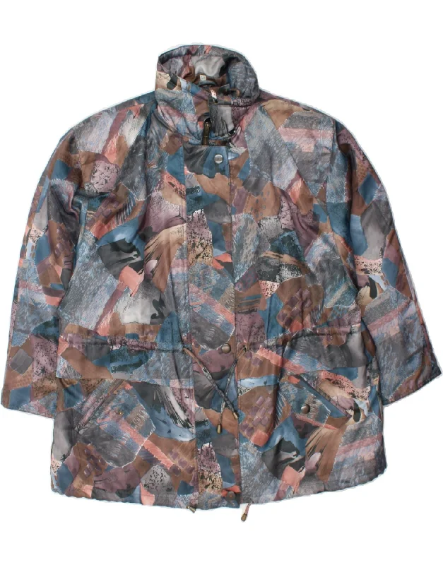 Women's Professional Clothes VINTAGE Womens Abstract Pattern Windbreaker Jacket UK 20 2XL Multicoloured