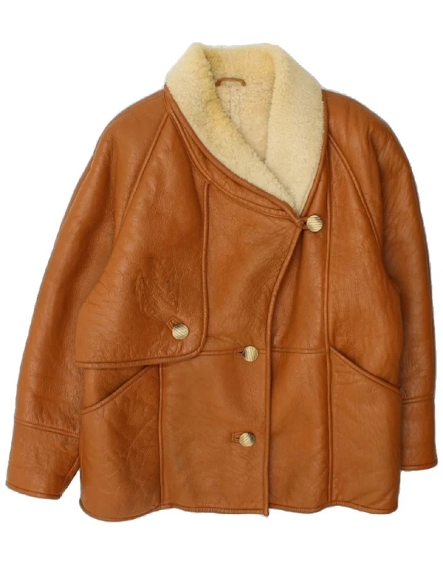 Women's Athletic Outfit VINTAGE Womens Shearling Jacket EU 46 XL Brown Shearling