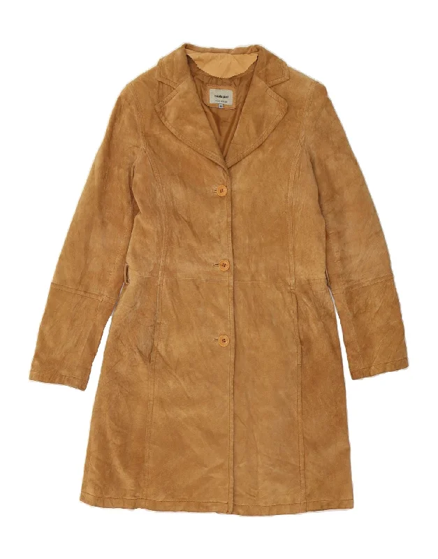 Stylish Loungewear for Women CONBIPEL Womens Suede Overcoat IT 46 Large Brown Leather