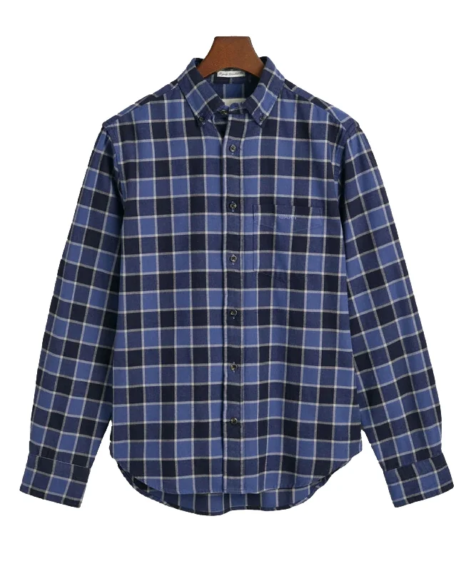 Stylish Everyday Clothing Regular Fit Herringbone Check Shirt - Evening Blue