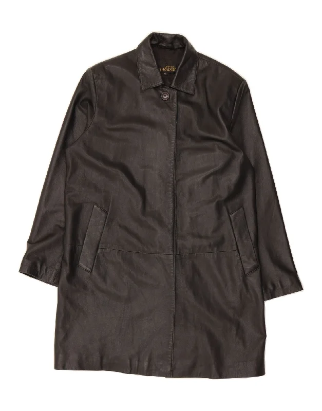 Designer Women's Fashion Online VINTAGE Womens Leather Coat US 12 Large Black Leather