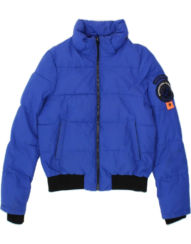 Athleisure Wear SUPERDRY Womens Graphic Bomber Padded Jacket UK 12 Medium Blue Polyester Athleisure Wear SUPERDRY Womens Graphic Bomber Padded Jacket UK 12 Medium Blue Polyester