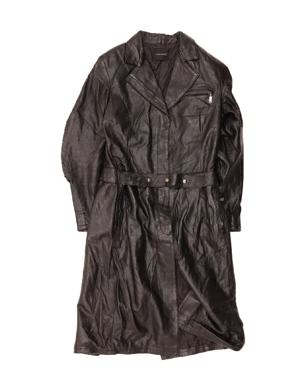 Women's Floral Print Outfit KOR@KOR Womens Leather Coat IT 46 Large Black Leather