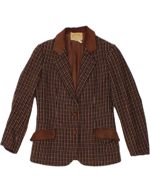 Women's Elegant Evening Outfit RANIERO GATTINONI  Womens 2 Button Blazer Jacket IT 40 Small Brown Check