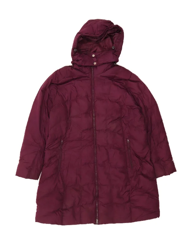 Seasonal Sale EDDIE BAUER Womens Hooded Padded Coat UK 20 2XL Burgundy Polyester