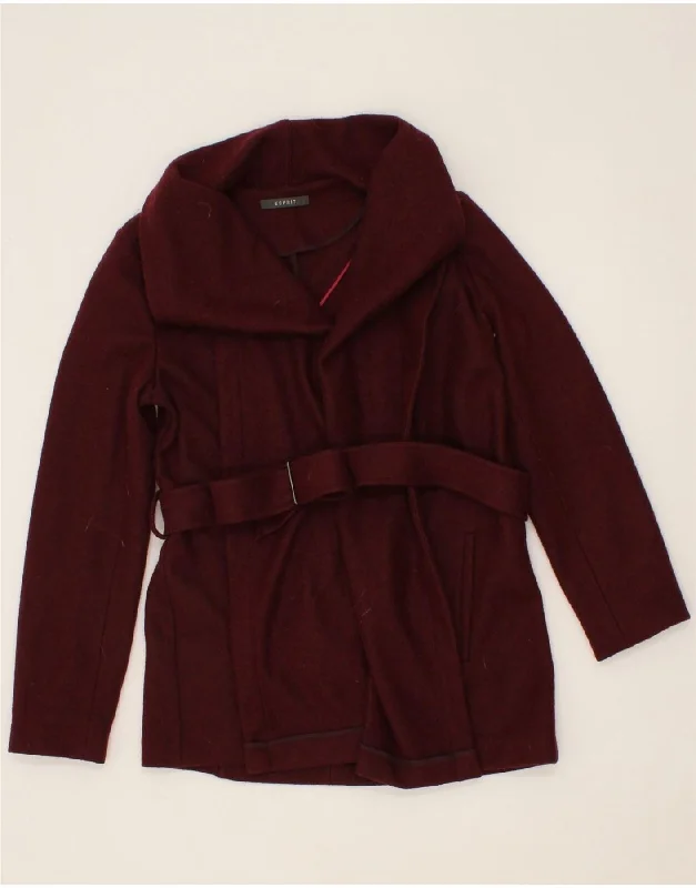 Women's Clothes For Work ESPRIT Womens Overcoat UK 12 Medium Burgundy Wool