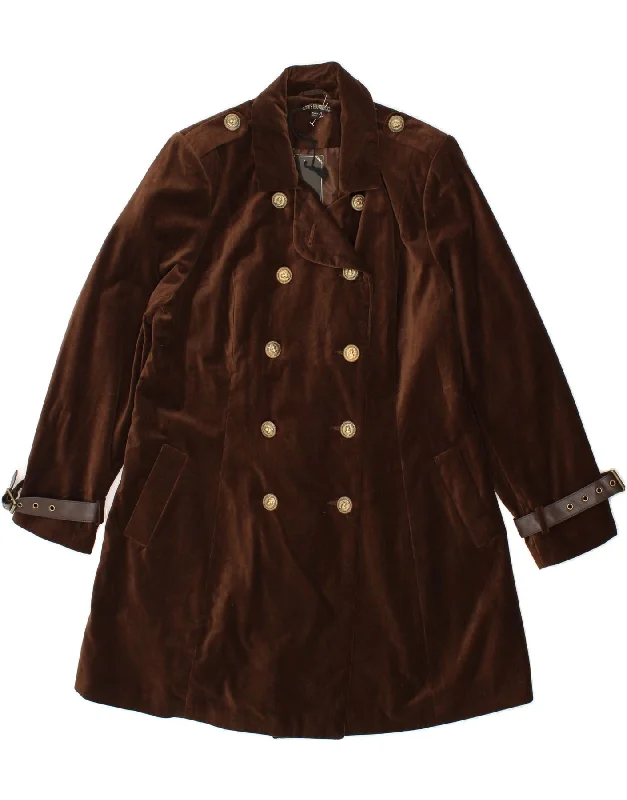 Seasonal Women's Fashion Trends VINTAGE Womens Velvet Double Breasted Coat UK 14 Large Brown