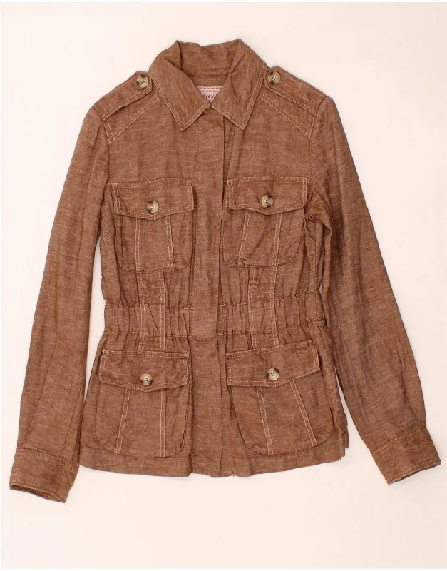 Women's Clothes For Outdoor Events MARLBORO CLASSICS Womens Military Jacket UK 10 Small Brown Linen