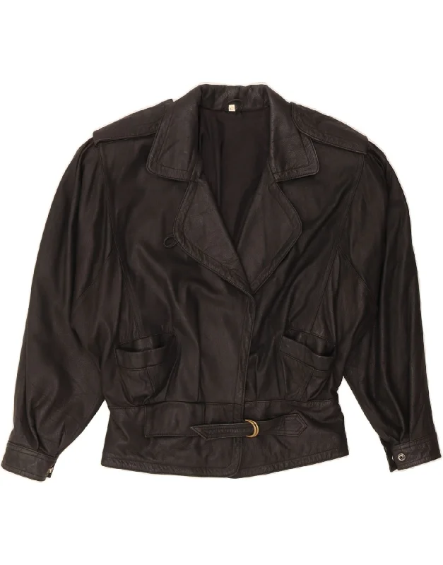 Women's Timeless Attire VINTAGE Womens Leather Jacket UK 16 Large Black