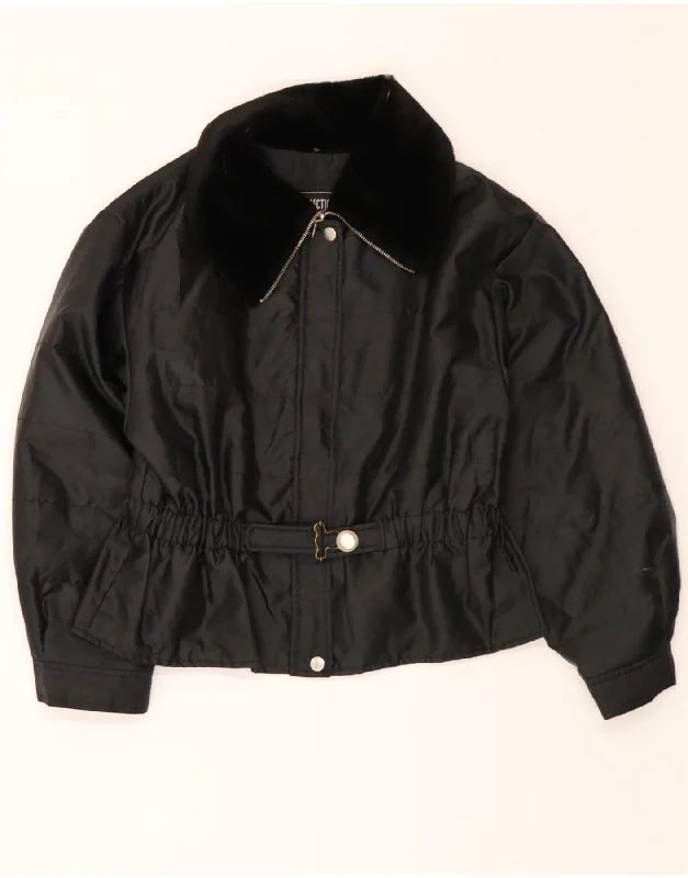 Affordable Luxury Women's Apparel VINTAGE Womens Bomber Jacket UK 14 Large Black Polyester Affordable Luxury Women's Apparel VINTAGE Womens Bomber Jacket UK 14 Large Black Polyester