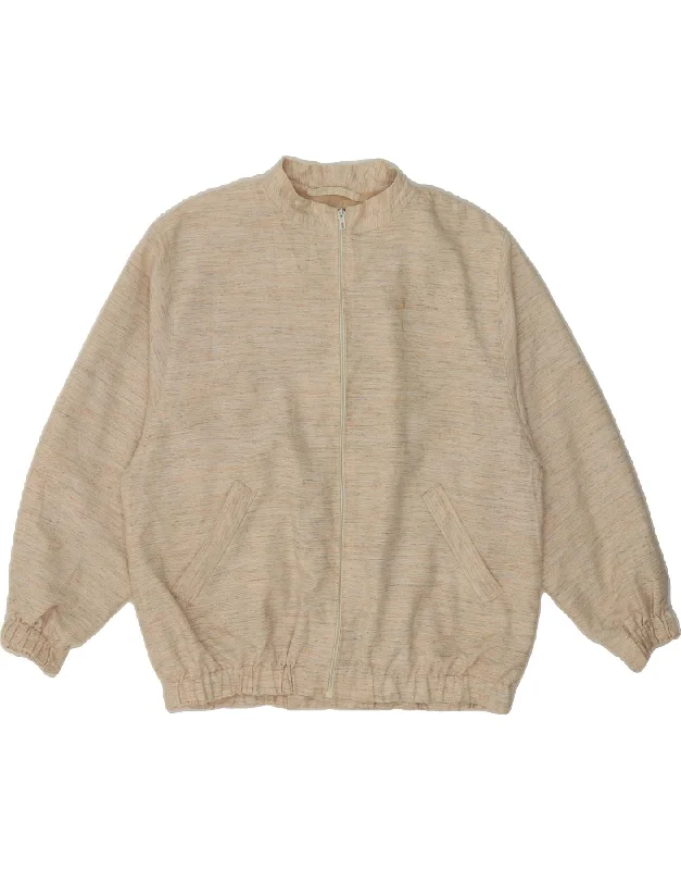 Women's High-Fashion Outfit VINTAGE Womens Bomber Jacket UK 16 Large Beige Pinstripe Women's High-Fashion Outfit VINTAGE Womens Bomber Jacket UK 16 Large Beige Pinstripe