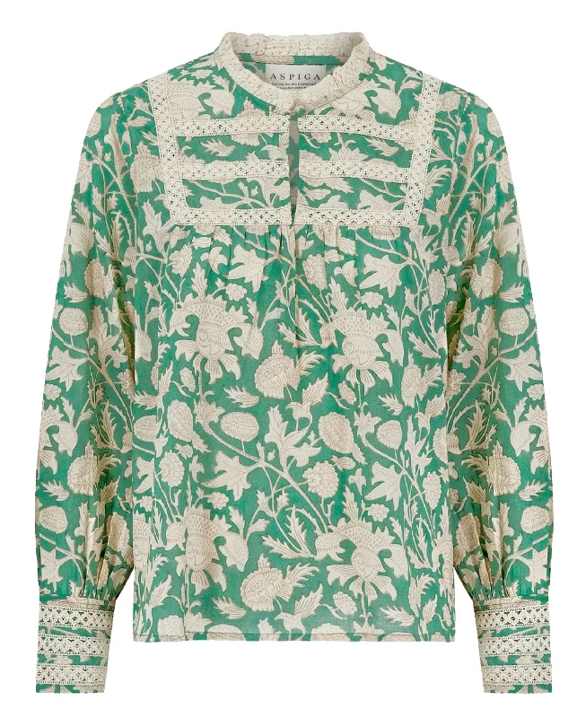 High End Fashion Margot Blouse - Tea Rose Green/Taupe