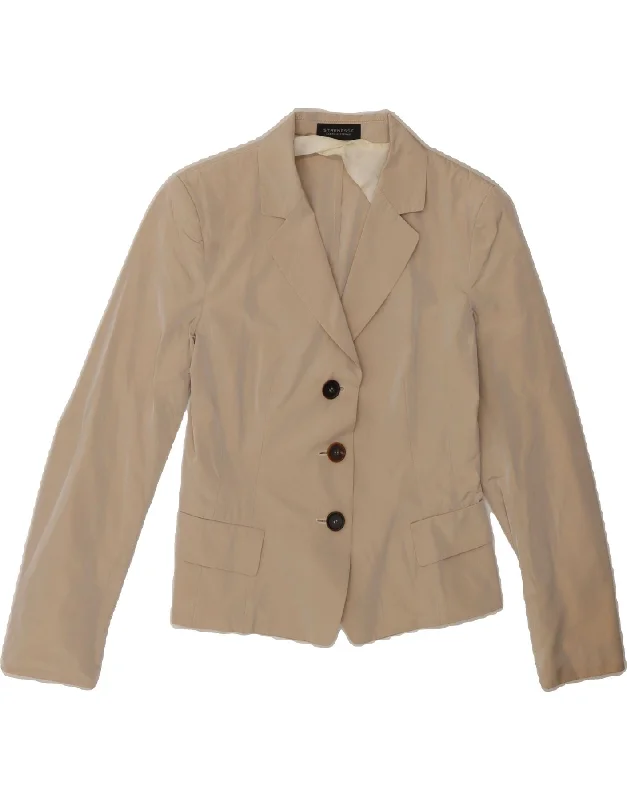 Sophisticated Women's Fashion STRENESSE Womens 3 Button Blazer Jacket EU 34 XS Beige Polyester Sophisticated Women's Fashion STRENESSE Womens 3 Button Blazer Jacket EU 34 XS Beige Polyester