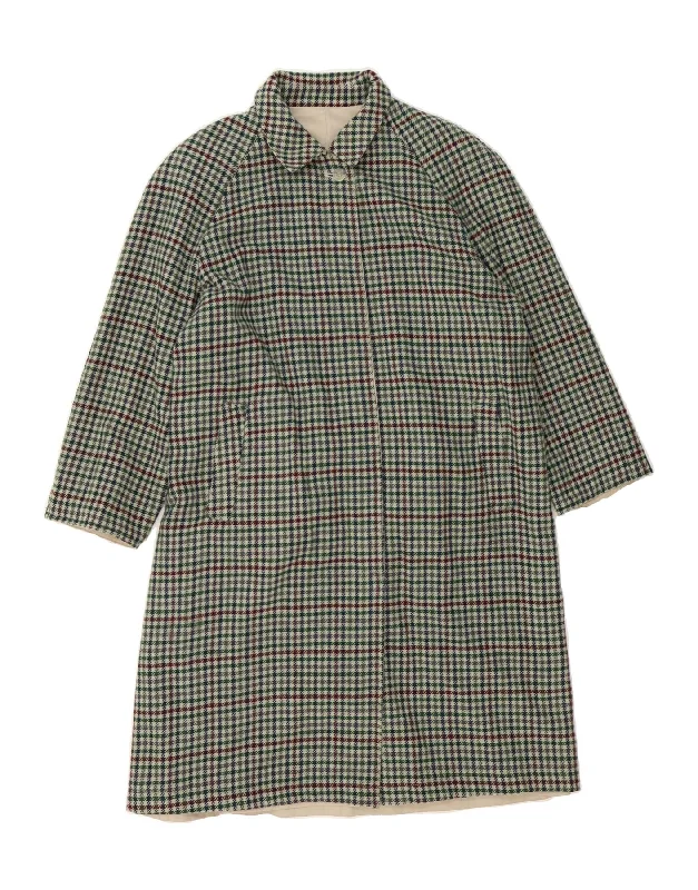 Elegant Clothing For Women CAROL Womens Reversible Overcoat EU 40 Medium Green Houndstooth Wool Elegant Clothing For Women CAROL Womens Reversible Overcoat EU 40 Medium Green Houndstooth Wool