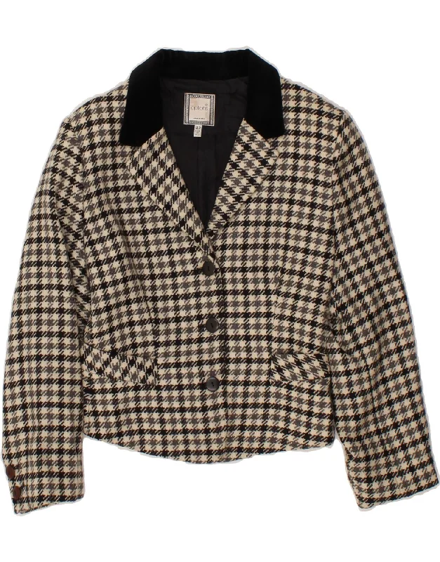 Women Wear Brands OPTIONS Womens 3/4 Sleeve Blazer Jacket IT 42 Medium Green Houndstooth