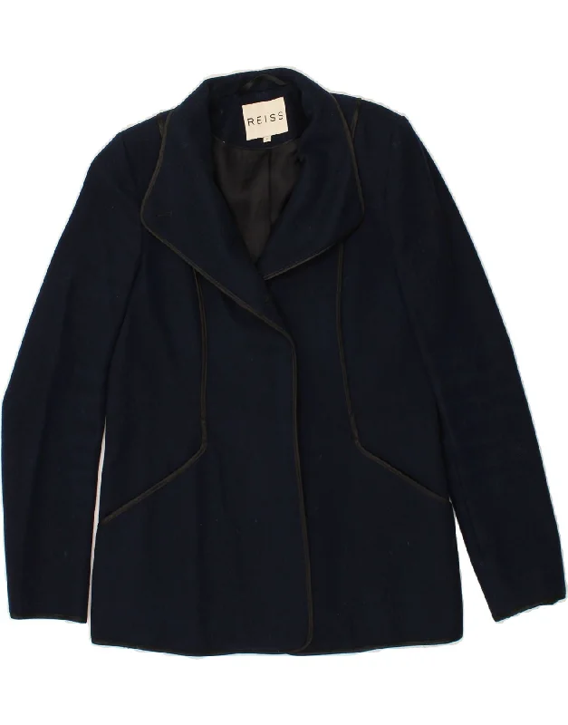 Plus Size Women's Fashion REISS Womens Blazer Jacket UK 10 Small Navy Blue New Wool