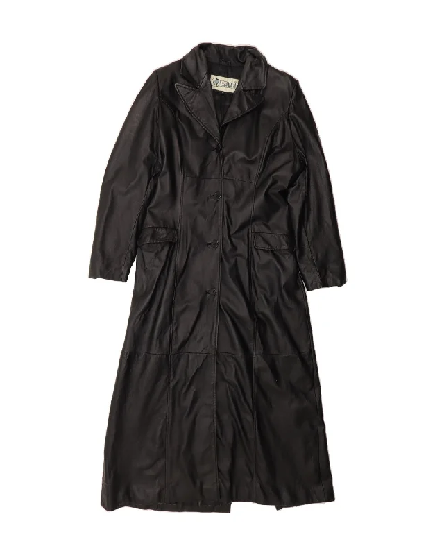 Clothing Online CAPELLE Womens Leather Coat UK 12 Medium Black