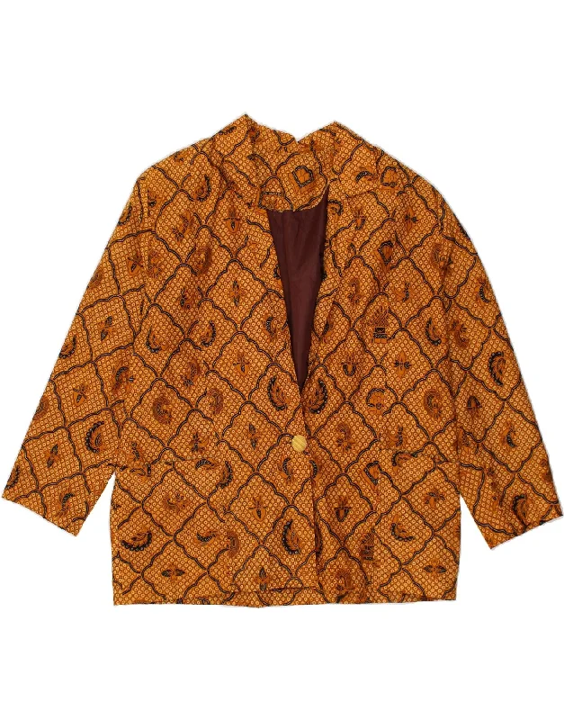 Women's Versatile Apparel VINTAGE Womens 1 Button 3/4 Sleeve Blazer Jacket UK 16 Large Brown Paisley