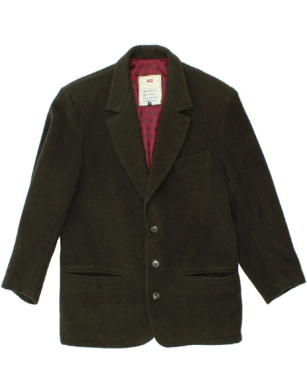 Women's Vacation Outfit CARRERA Womens 3/4 Sleeve 3 Button Blazer Jacket UK 14 Large Khaki Wool