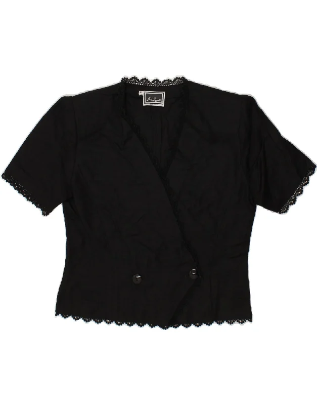 Chic Women's Attire LUISA SPAGNOLI Womens Short Sleeve Blazer Jacket IT 44 Medium Black Chic Women's Attire LUISA SPAGNOLI Womens Short Sleeve Blazer Jacket IT 44 Medium Black