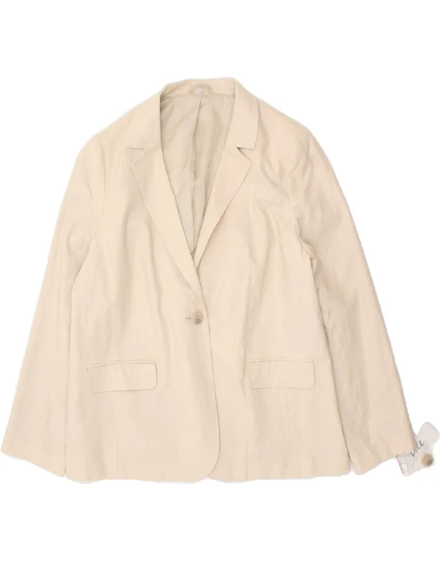 Women's Relaxed Outfit VINTAGE Womens 1 Button Blazer Jacket UK 22 3XL Off White Linen Women's Relaxed Outfit VINTAGE Womens 1 Button Blazer Jacket UK 22 3XL Off White Linen