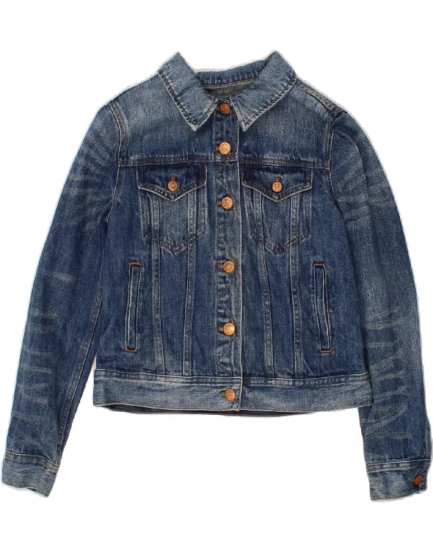 Women's Evening Apparel J. CREW Womens Indigo Crop Denim Jacket UK 10 Small Blue Cotton
