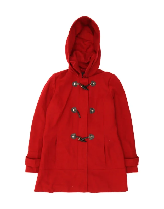 Flash Discount LONDON FOG Womens Hooded Duffle Coat UK 10 Small Red Wool