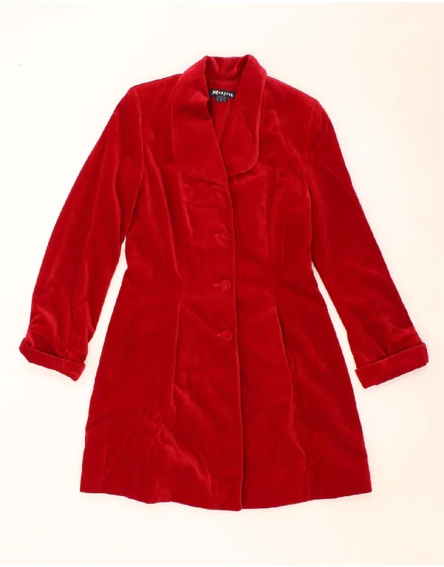 Women's Clothing Brands MONSOON Womens Velvet Overcoat UK 10 Small Red Cotton