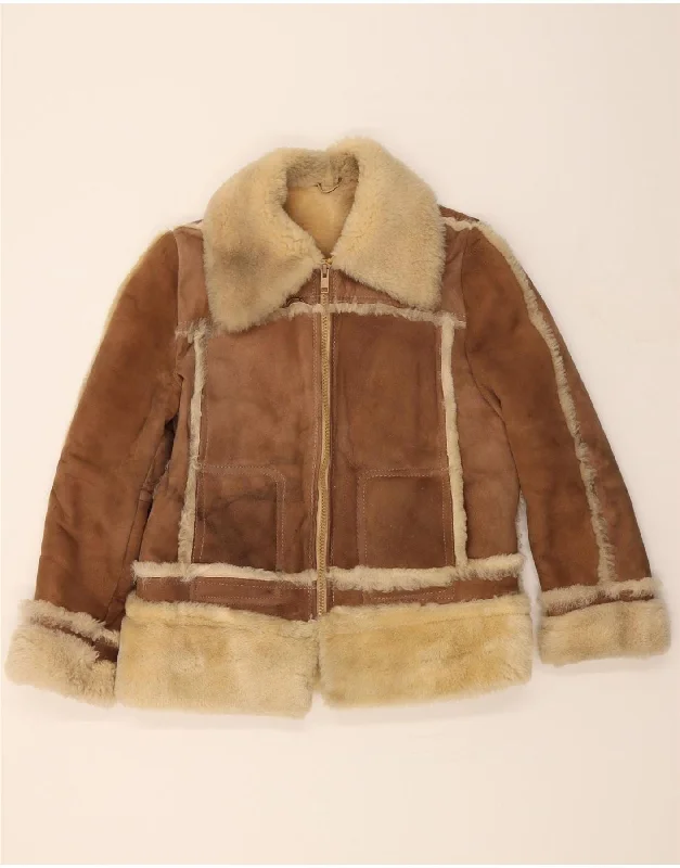 Women's Clothes And Apparel Sets VINTAGE Womens Shearling Jacket IT 50 XL Brown